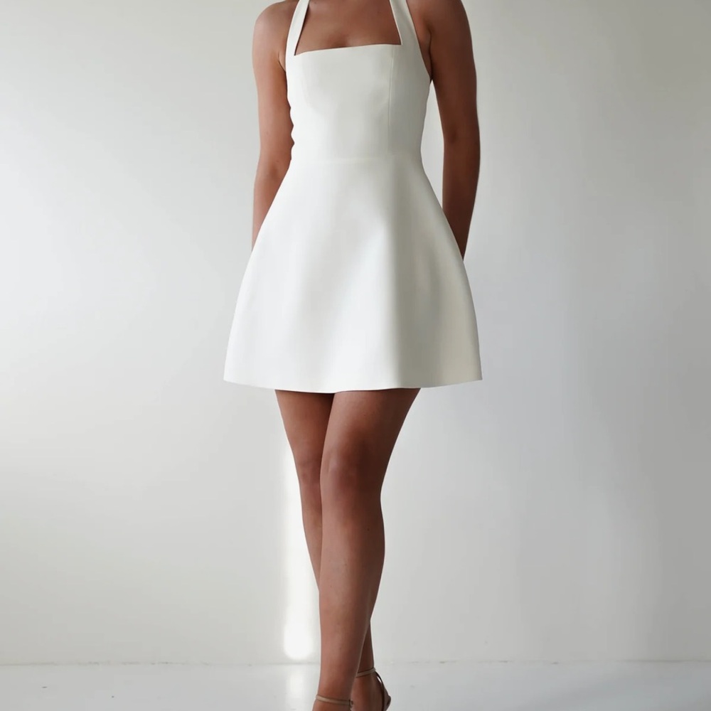 Elegant White Halter Dress